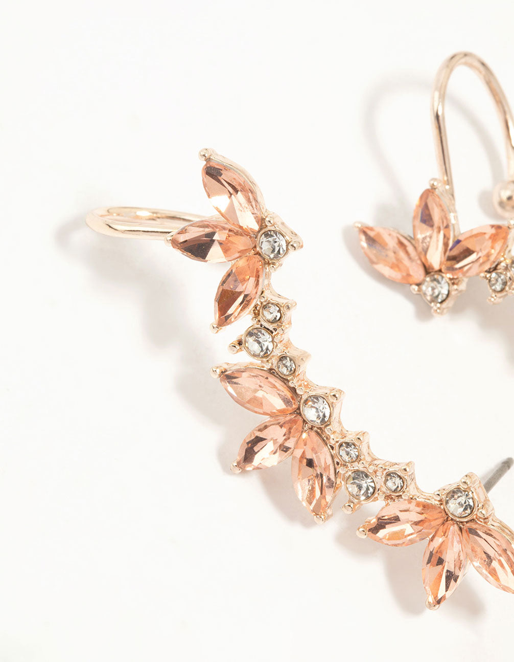 Rose Gold Diamante Leaf Ear Cuff