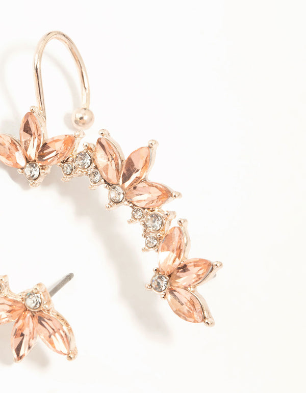 Rose Gold Diamante Leaf Ear Cuff
