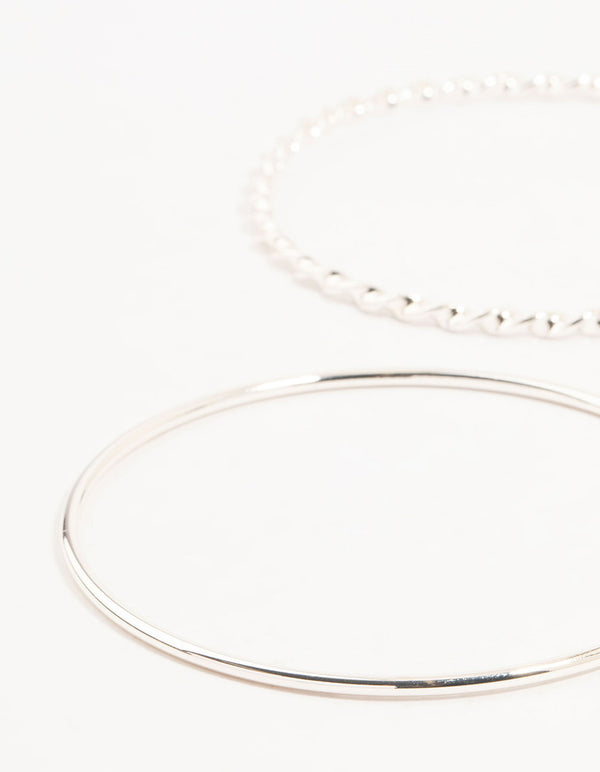 Silver Twisted Bangles 4-Pack