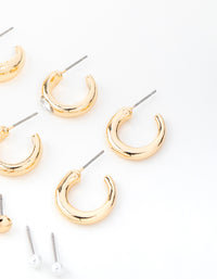 Gold Diamante Accent Hoop & Stud Earrings 6-Pack - link has visual effect only