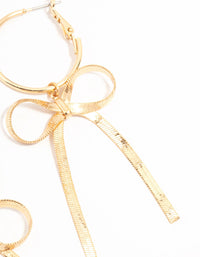 Gold Statement Bow Hoop Drop Earrings - link has visual effect only