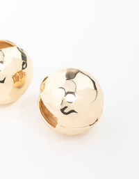 Gold Textured Disco Round Stud Earrings - link has visual effect only