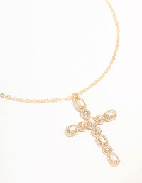 Gold Statement Diamante Cross Necklace - link has visual effect only