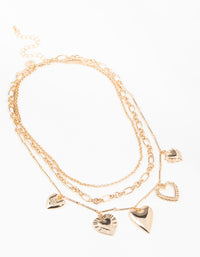 Gold Heart Layered Charm Necklace - link has visual effect only