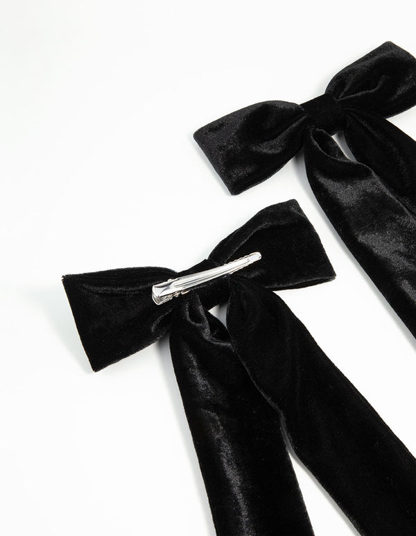 Black Velvet Fabric Large Bows 2-Pack