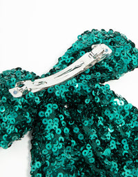 Green Sequin Fabric Long Bow Clip - link has visual effect only