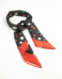 Red & Black Fabric Floral Cherry Scarf - link has visual effect only