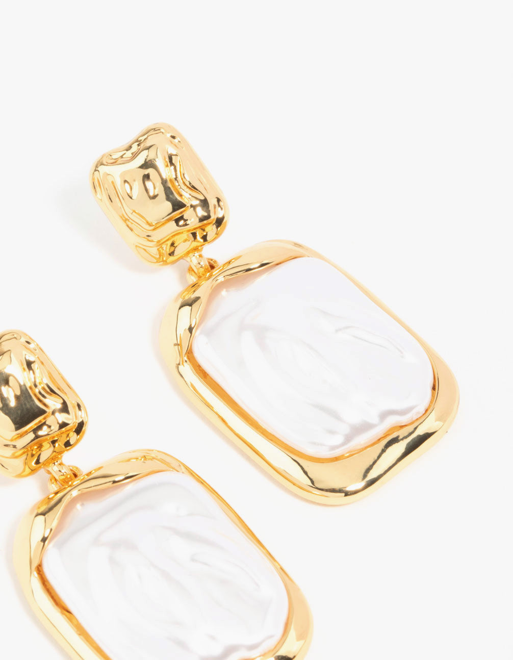 Gold Plated Molten Pearlescent Station Drop Earrings