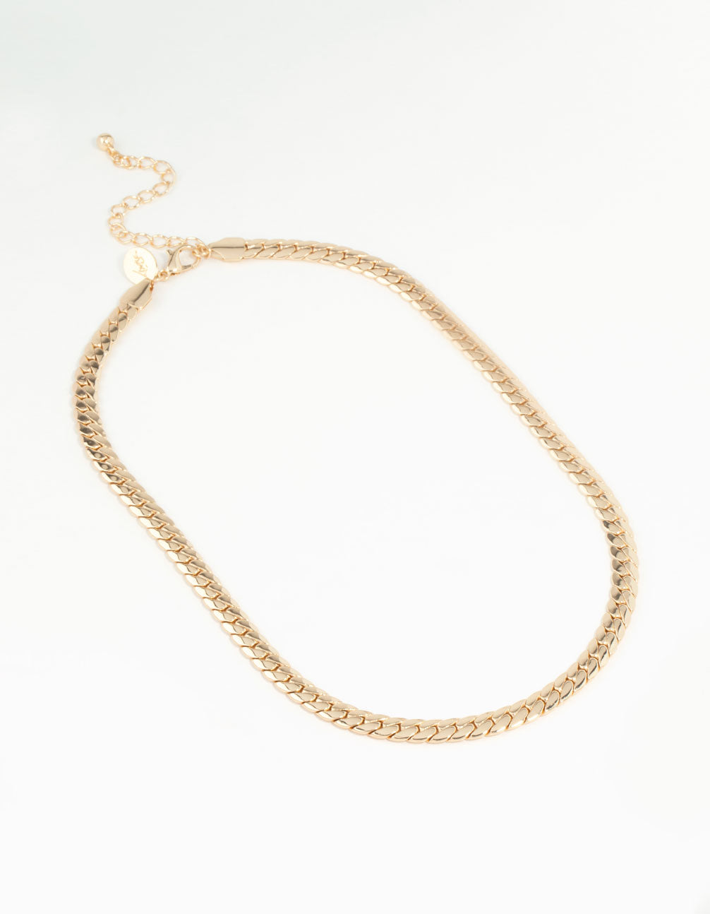 Gold Plated Flat Curb Chain Necklace