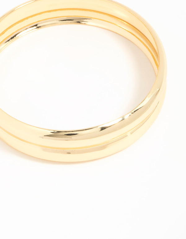 Gold Plated Wide Ribbed Bangle