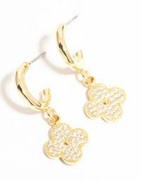 Gold Plated Cubic Zirconia Flower Drop Earrings - link has visual effect only