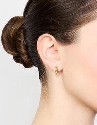 Gold Cubic Zirconia Leaf Huggie Earrings - link has visual effect only