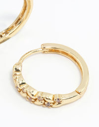 Gold Cubic Zirconia Leaf Huggie Earrings - link has visual effect only