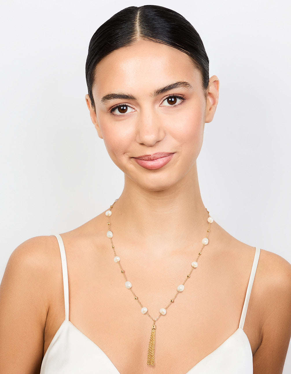 Gold Plated Pearl & Tassel Necklace