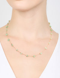 Gold Plated Green Semi-Precious Station Necklace - link has visual effect only