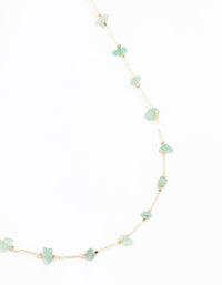 Gold Plated Green Semi-Precious Station Necklace - link has visual effect only