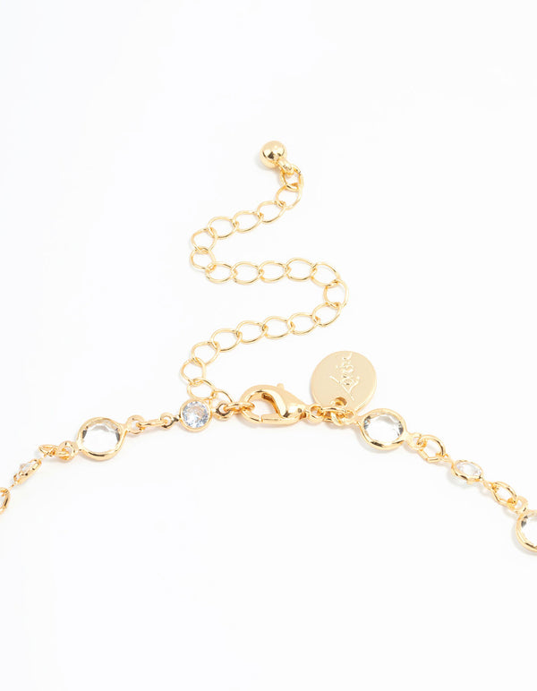 Gold Plated Diamante Detail Necklace