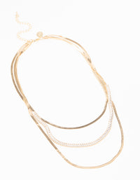 Gold Diamante & Snake Chain Layered Necklace - link has visual effect only