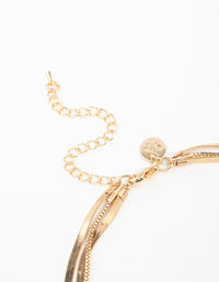 Gold Diamante & Snake Chain Layered Necklace - link has visual effect only