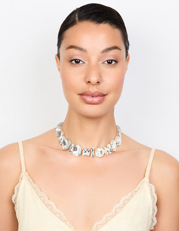 Silver Diamante Choker Necklace