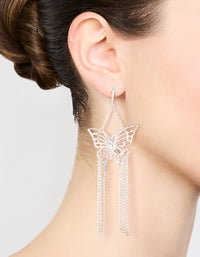 Silver Butterfly Cupchain Drop Earrings - link has visual effect only