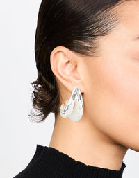 Silver Molten Double Row Hoop Earrings - link has visual effect only