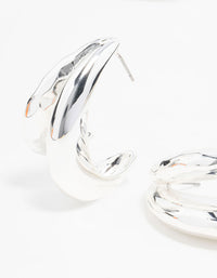 Silver Molten Double Row Hoop Earrings - link has visual effect only