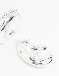 Silver Molten Double Row Hoop Earrings - link has visual effect only