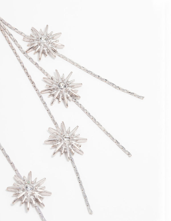 Silver Celestial Chain Drop Earrings