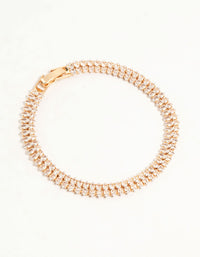 Gold Fine Marquise Cubic Zirconia Layered Tennis Bracelet - link has visual effect only