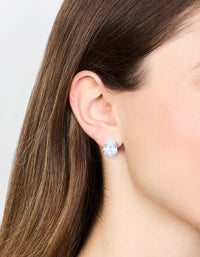 Silver Large Teardrop Cubic Zirconia Stud Earrings - link has visual effect only