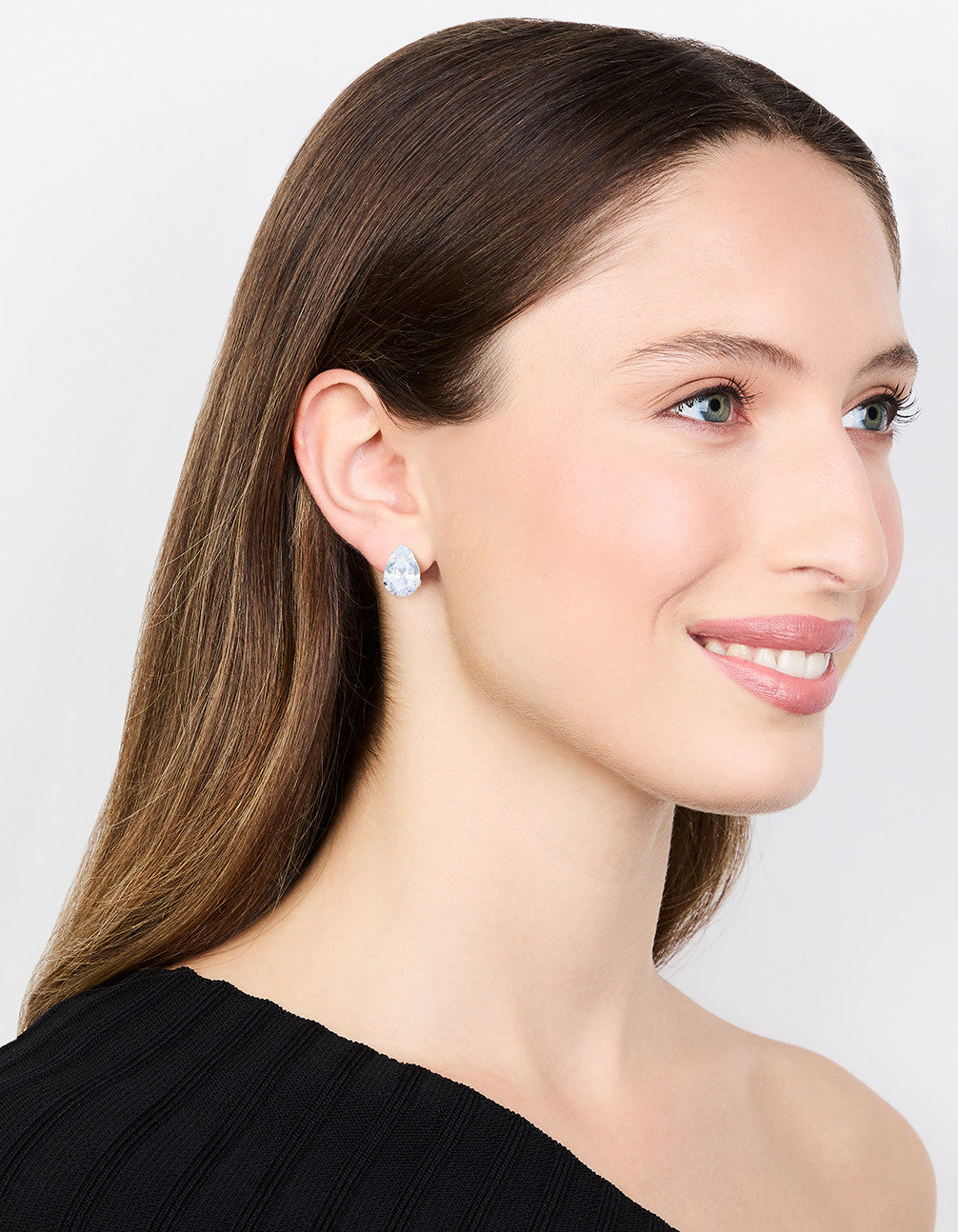 Silver Large Teardrop Cubic Zirconia Stud Earrings