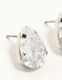 Silver Large Teardrop Cubic Zirconia Stud Earrings - link has visual effect only