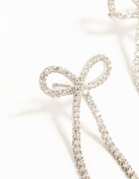 Silver Plated Cubic Zirconia Bow Drop Earrings - link has visual effect only
