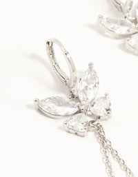 Silver Plated Cubic Zirconia, Pearl & Butterfly Huggie Earrings - link has visual effect only