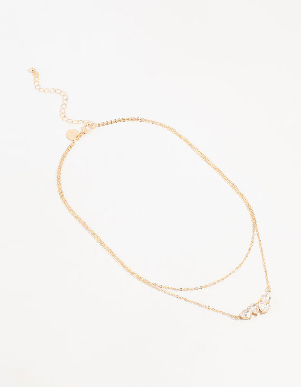 Gold Cubic Zirconia Cluster Layered Necklace
