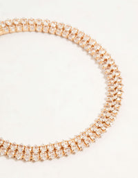 Gold Teardrop Cubic Zirconia Layered Tennis Bracelet - link has visual effect only
