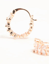 Rose Gold Plated Medium Vine Cubic Zirconia Hoop Earrings - link has visual effect only