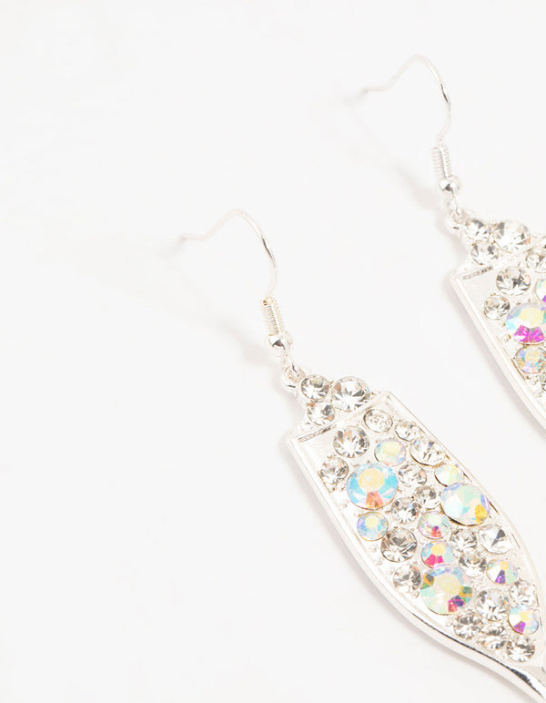 Silver Fizzy Diamante Champagne Drop Earrings
