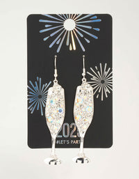 Silver Fizzy Diamante Champagne Drop Earrings - link has visual effect only