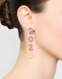 Gold Pink Diamante & Pearl 2025 Drop Earrings - link has visual effect only