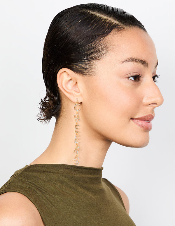 Gold Cheers B*tches Drop Earrings
