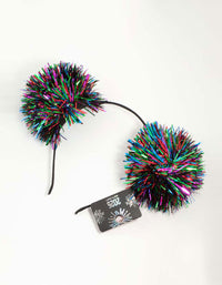 Multicoloured Tinsel Pom Pom Headband - link has visual effect only