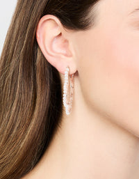 Rose Gold Flower & Pearl Hoop Earrings - link has visual effect only