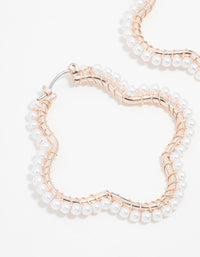 Rose Gold Flower & Pearl Hoop Earrings - link has visual effect only