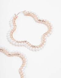 Rose Gold Flower & Pearl Hoop Earrings - link has visual effect only