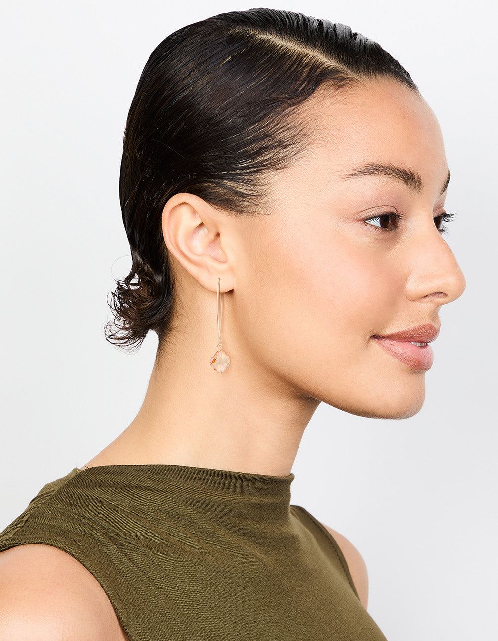 Rose Gold Fine Flower Drop Earrings