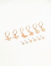 Rose Gold Butterfly & Bee Earrings 6-Pack - link has visual effect only