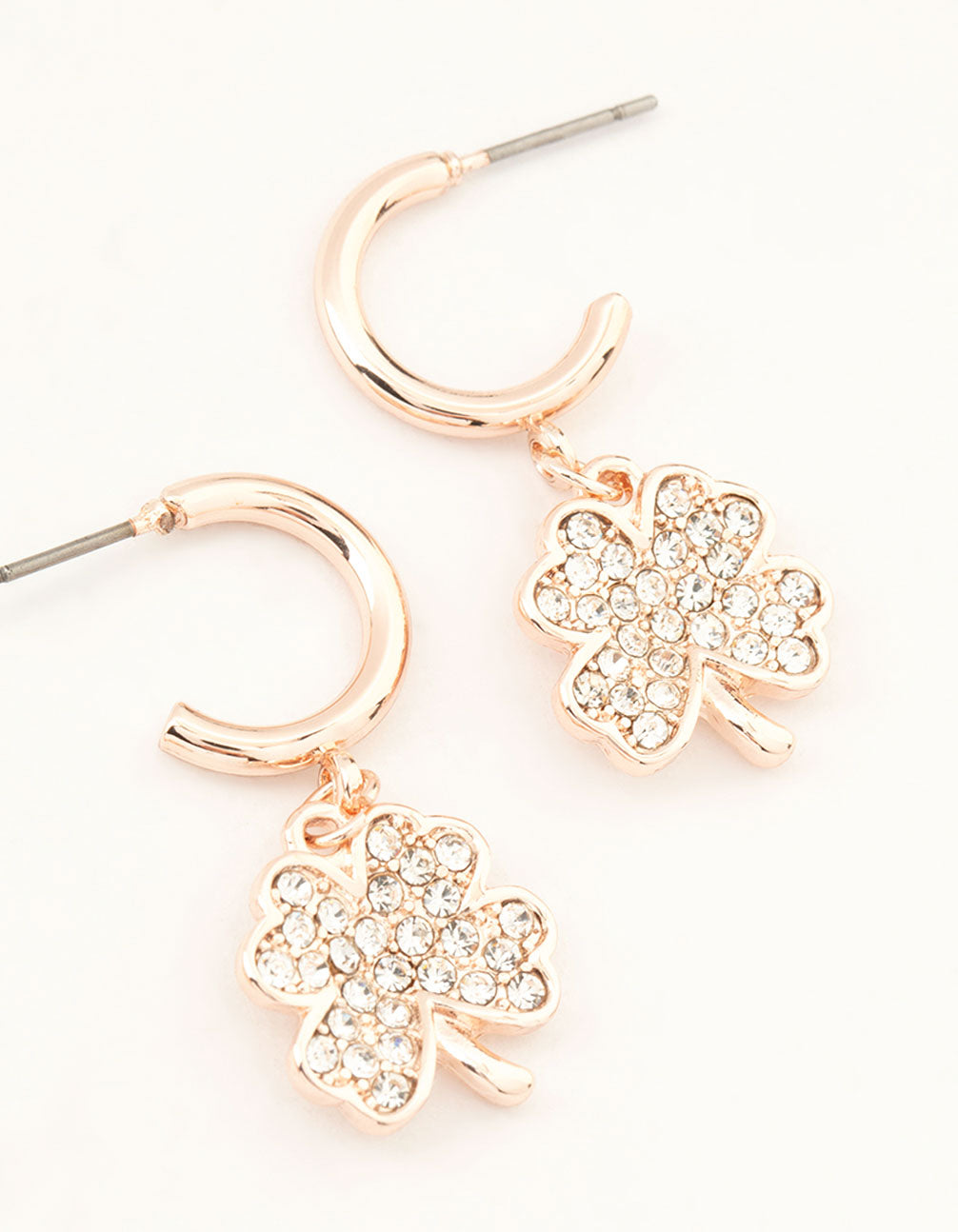 Rose Gold Flower & Clover Hoop Earrings 3-Pack