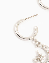 Silver Plated Heart, Moon & Star Hoop Earrings 3-Pack - link has visual effect only